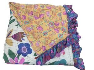 NWT Natural Life Reversible Cotton Quilt Bedspread Floral Full/Queen Multicolor